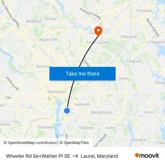 Wheeler Rd Se+Wahler Pl SE to Laurel, Maryland map