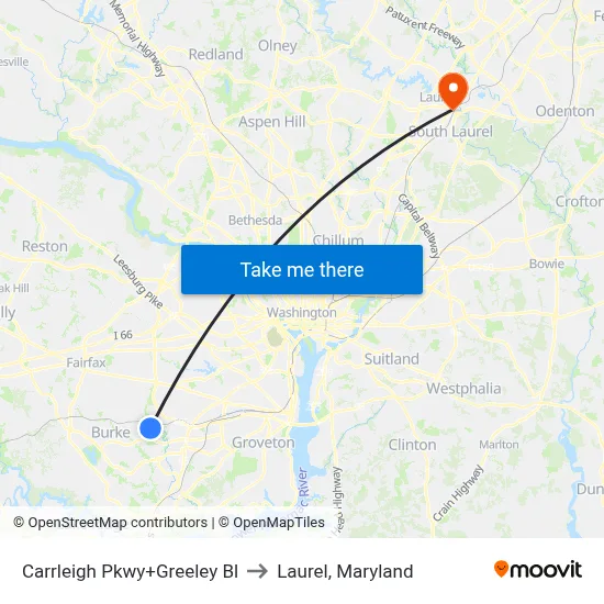 Carrleigh Pkwy+Greeley Bl to Laurel, Maryland map