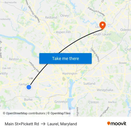 Main St+Pickett Rd to Laurel, Maryland map