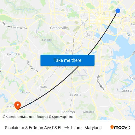 Sinclair Ln & Erdman Ave FS Eb to Laurel, Maryland map