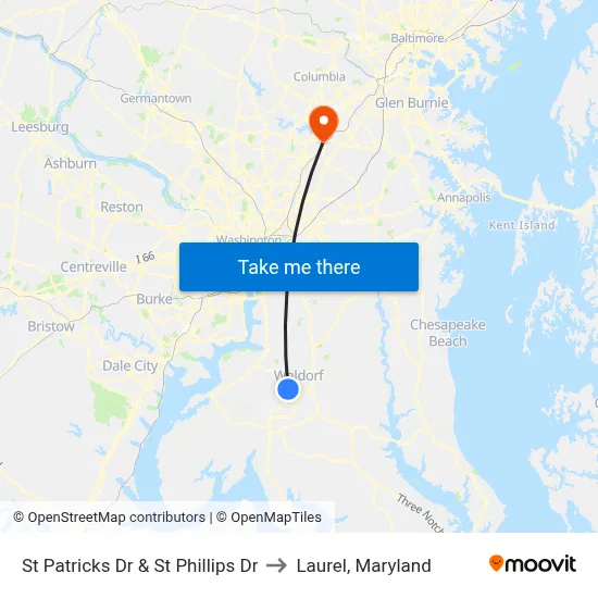 St Patricks Dr & St Phillips Dr to Laurel, Maryland map