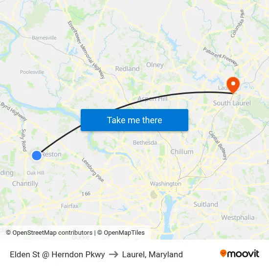 Elden St @ Herndon Pkwy to Laurel, Maryland map