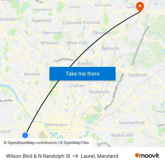 Wilson Blvd & N Randolph St to Laurel, Maryland map