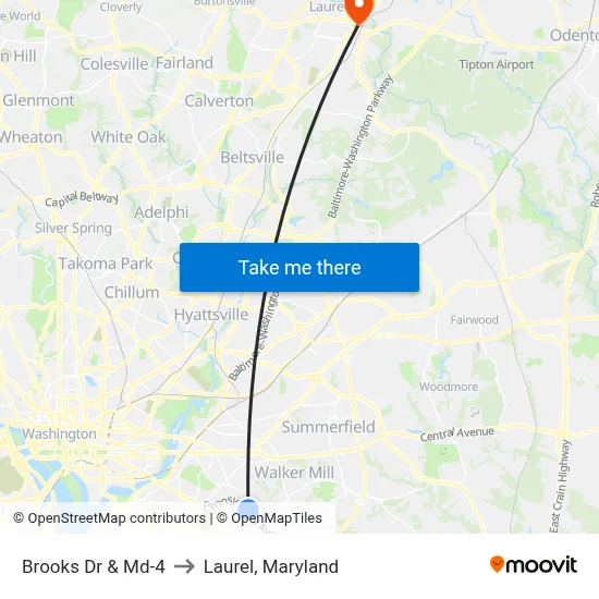 Brooks Dr & Md-4 to Laurel, Maryland map