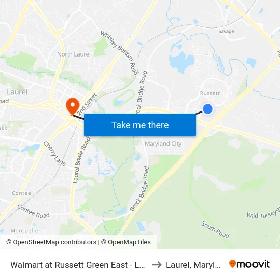 Walmart at Russett Green East - Laurel to Laurel, Maryland map
