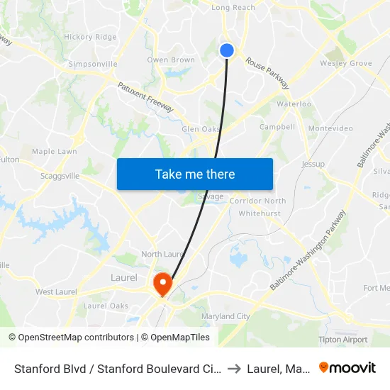 Stanford Blvd / Stanford Boulevard Cir (Westbound) to Laurel, Maryland map