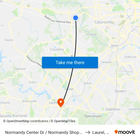 Normandy Center Dr / Normandy Shopping Center (Northbound) to Laurel, Maryland map