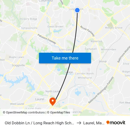 Old Dobbin Ln / Long Reach High School (Northbound) to Laurel, Maryland map