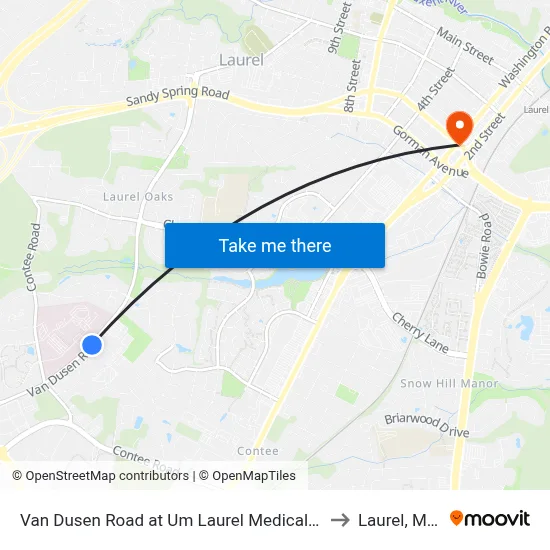 Van Dusen Road at Um Laurel Medical Center (Northbound) to Laurel, Maryland map