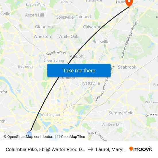 Columbia Pike, Eb @ Walter Reed Drive, FS to Laurel, Maryland map