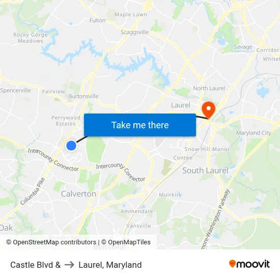 Castle Blvd & to Laurel, Maryland map