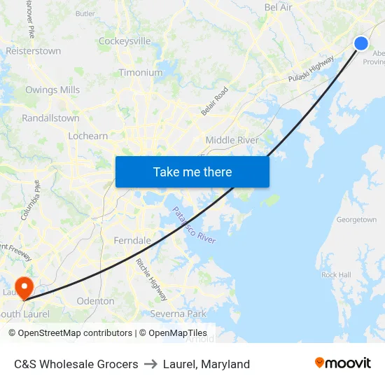 C&S Wholesale Grocers to Laurel, Maryland map