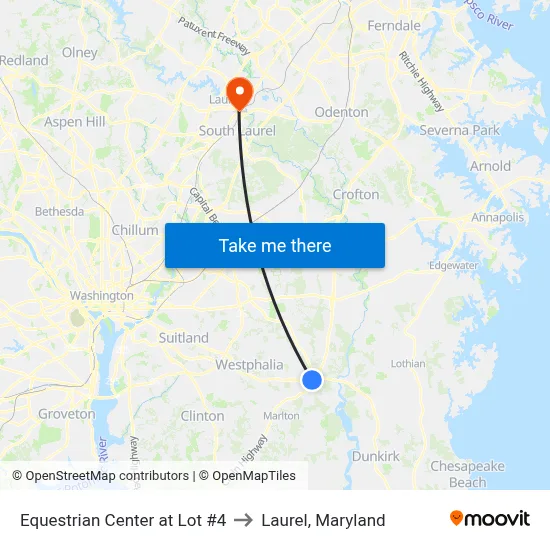 Equestrian Center at Lot #4 to Laurel, Maryland map