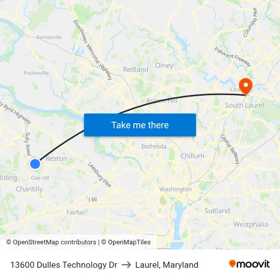 13600 Dulles Technology Dr to Laurel, Maryland map