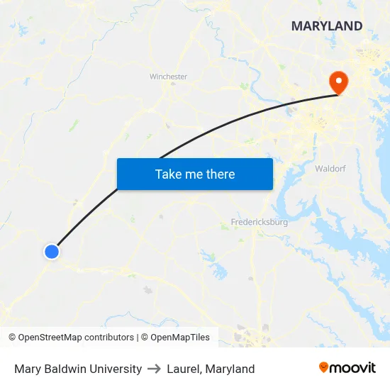 Mary Baldwin University to Laurel, Maryland map