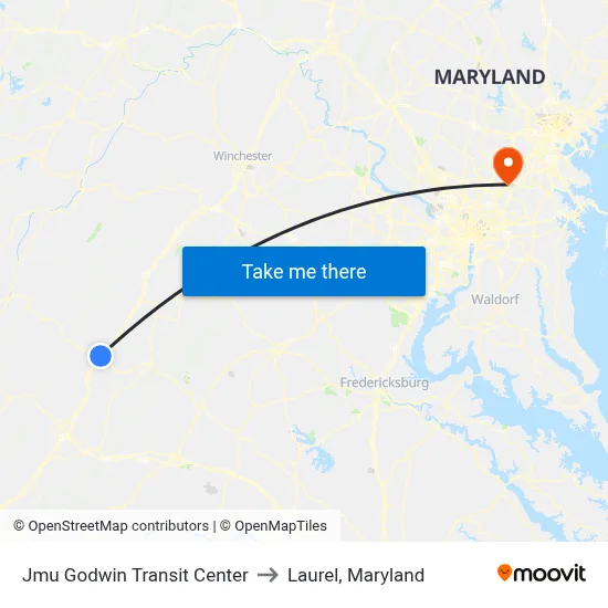 Jmu Godwin Transit Center to Laurel, Maryland map
