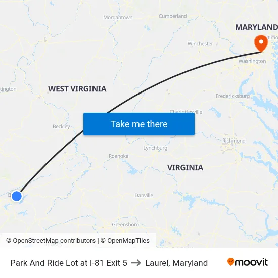 Park And Ride Lot at I-81 Exit 5 to Laurel, Maryland map