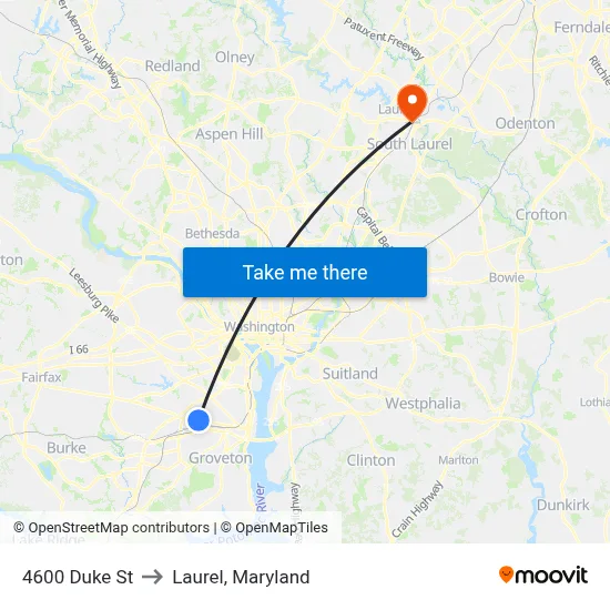 4600 Duke St to Laurel, Maryland map