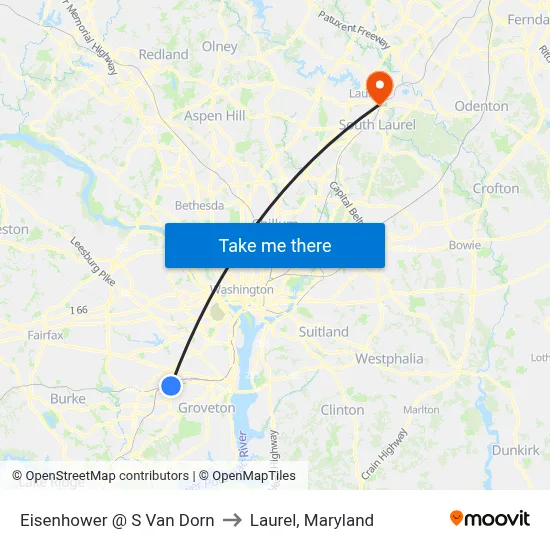 Eisenhower @ S Van Dorn to Laurel, Maryland map