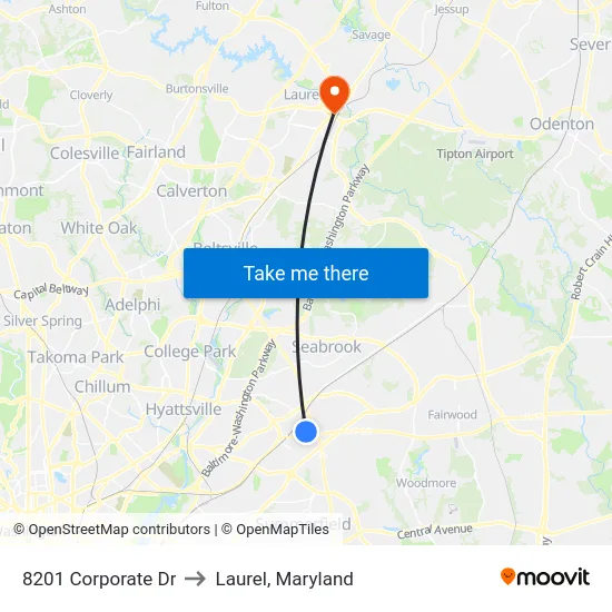8201 Corporate Dr to Laurel, Maryland map