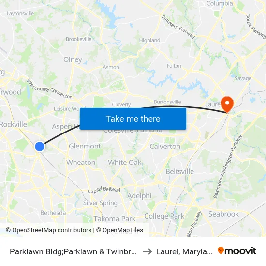 Parklawn Bldg;Parklawn & Twinbrook to Laurel, Maryland map