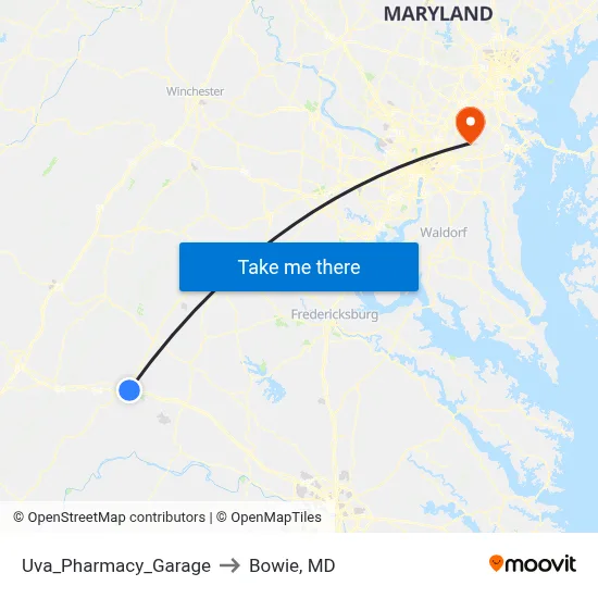 Uva_Pharmacy_Garage to Bowie, MD map