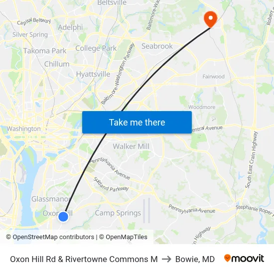 Oxon Hill Rd & Rivertowne Commons M to Bowie, MD map
