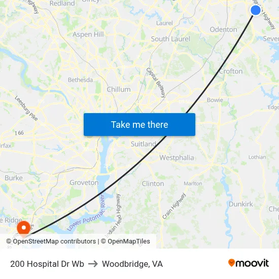 200 Hospital Dr Wb to Woodbridge, VA map