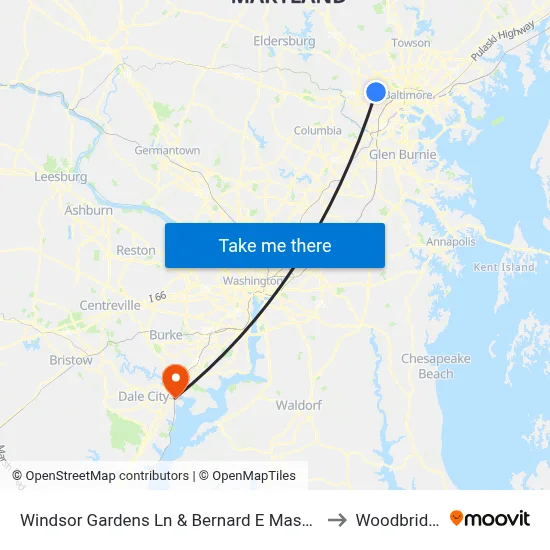 Windsor Gardens Ln & Bernard E Mason Apartments Eb to Woodbridge, VA map