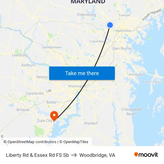 Liberty Rd & Essex Rd FS Sb to Woodbridge, VA map