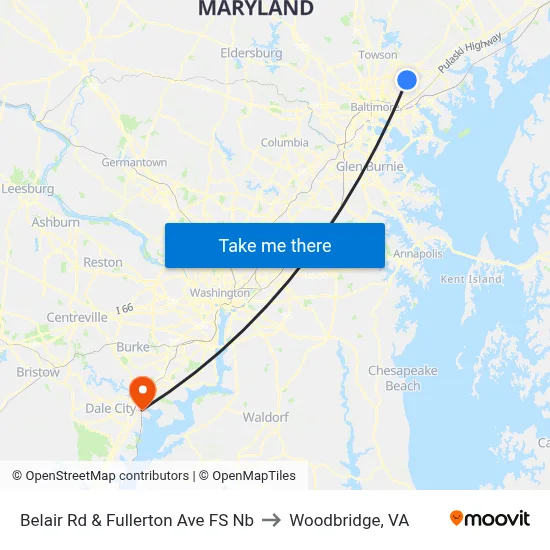 Belair Rd & Fullerton Ave FS Nb to Woodbridge, VA map