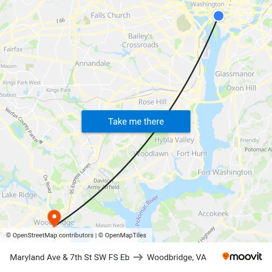 Maryland Ave & 7th St SW FS Eb to Woodbridge, VA map