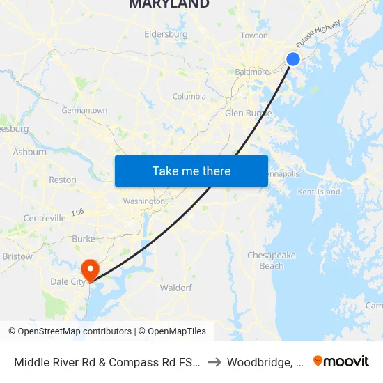 Middle River Rd & Compass Rd FS Sb to Woodbridge, VA map