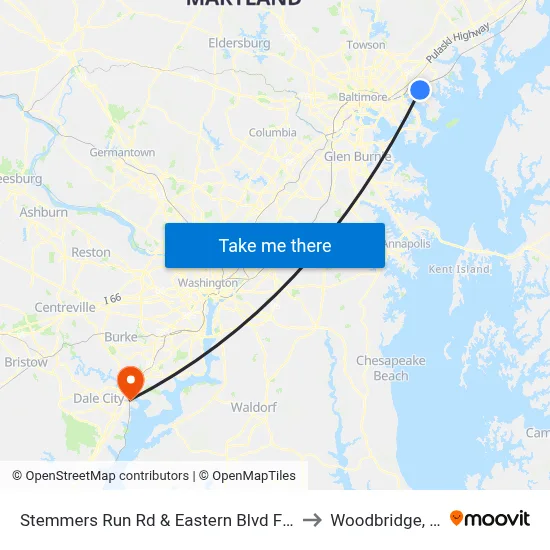 Stemmers Run Rd & Eastern Blvd FS Sb to Woodbridge, VA map