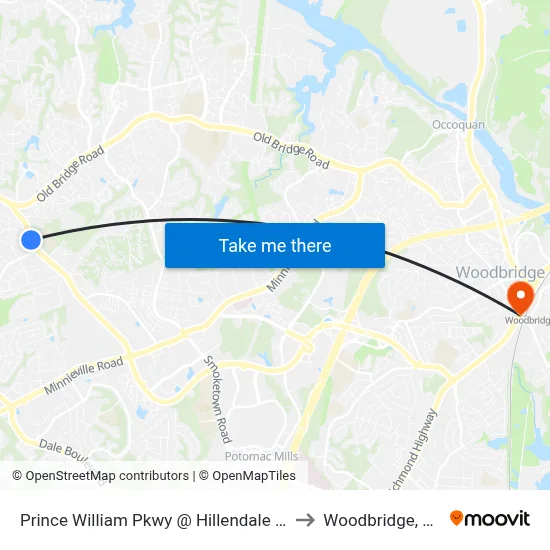 Prince William Pkwy @ Hillendale Dr to Woodbridge, VA map