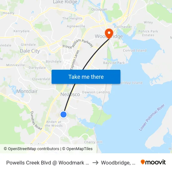 Powells Creek Blvd @ Woodmark Dr to Woodbridge, VA map