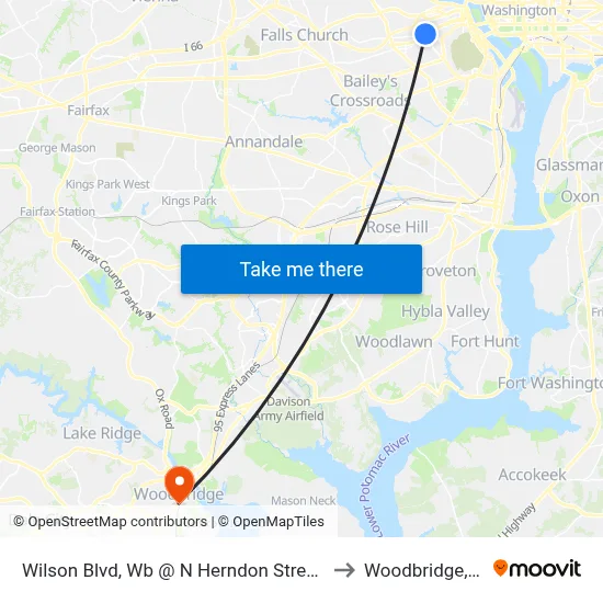 Wilson Blvd, Wb @ N Herndon Street, Ns to Woodbridge, VA map