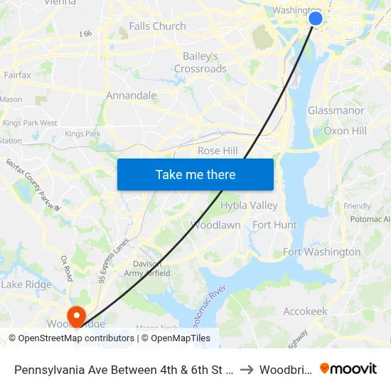 Pennsylvania Ave Between 4th & 6th St Nw (Canadian Embassy) to Woodbridge, VA map