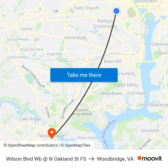 Wilson Blvd Wb @ N Oakland St FS to Woodbridge, VA map