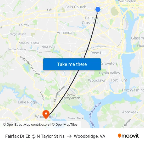 Fairfax Dr Eb @ N Taylor St Ns to Woodbridge, VA map
