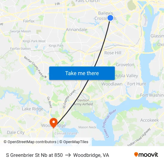 S Greenbrier St Nb at 850 to Woodbridge, VA map