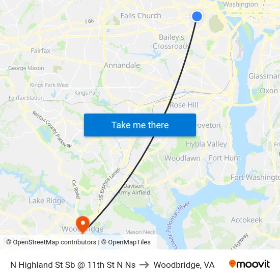 N Highland St Sb @ 11th St N Ns to Woodbridge, VA map