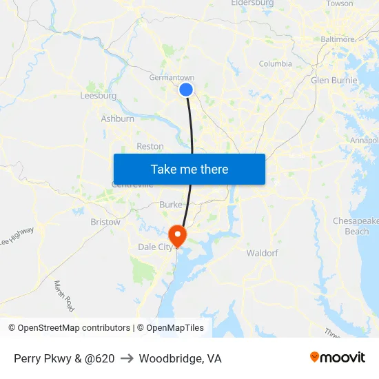 Perry Pkwy & @620 to Woodbridge, VA map