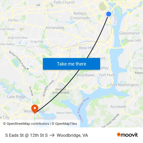 S Eads St @ 12th St S to Woodbridge, VA map