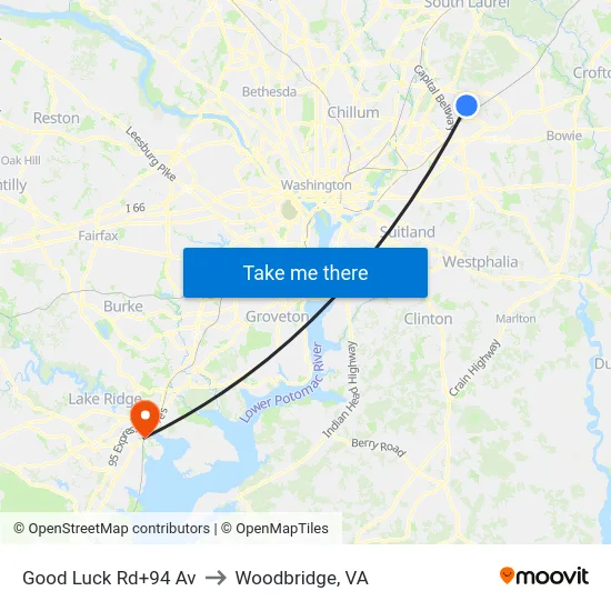 Good Luck Rd+94 Av to Woodbridge, VA map