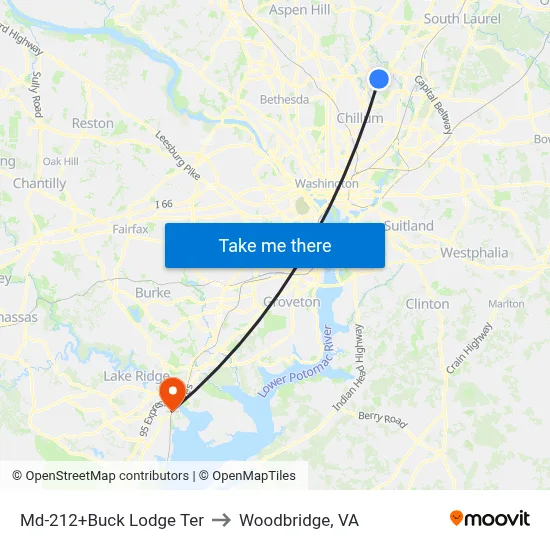 Md-212+Buck Lodge Ter to Woodbridge, VA map