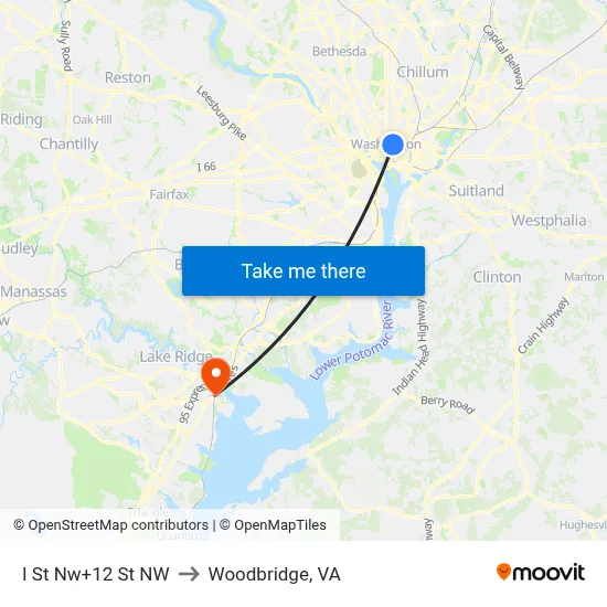 I St Nw+12 St NW to Woodbridge, VA map