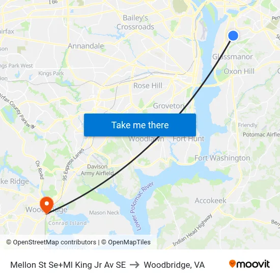 Mellon St Se+Ml King Jr Av SE to Woodbridge, VA map