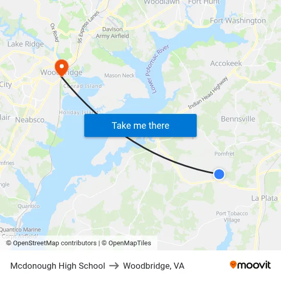 Mcdonough High School to Woodbridge, VA map