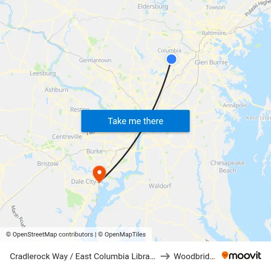 Cradlerock Way / East Columbia Library (Westbound) to Woodbridge, VA map